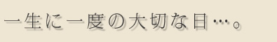 一生に一度の大切な日...。